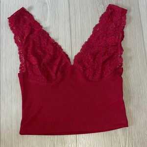 Cider Red Lace V-Neck Top